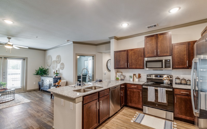 A kitchen with stainless steel appliances at Alders Cross Creek